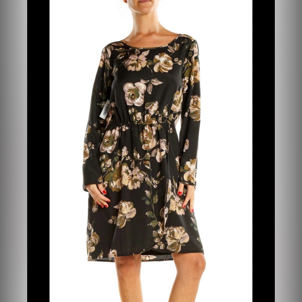 J. Crew Watercolor Floral Wrap Long Sleeve Mini Dress S